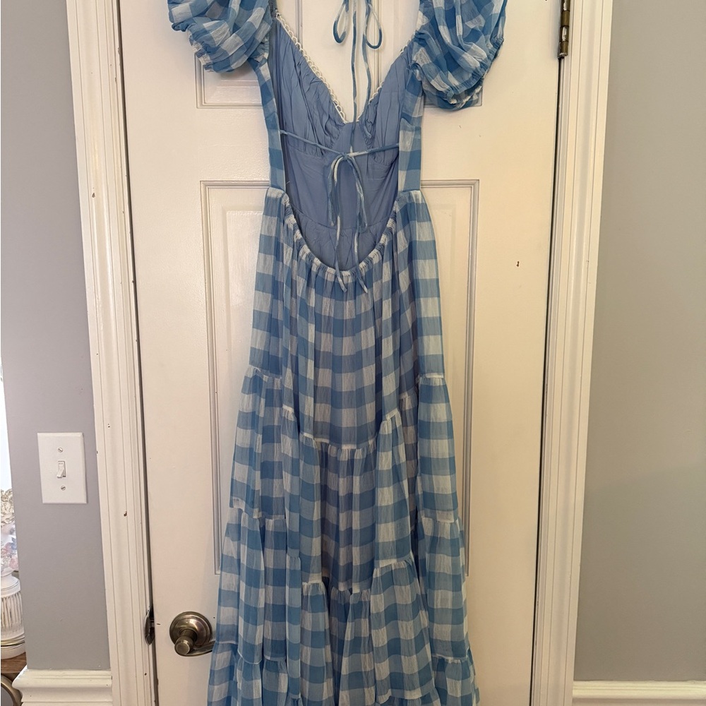 Princess Polly Blue Gingham Midi Dress - Picture 5 of 6